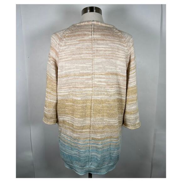 Daily Practice Anthropologie Ombre Cardigan S Colorblock Stripe Linen 3/4 Sleeve - Picture 6 of 9